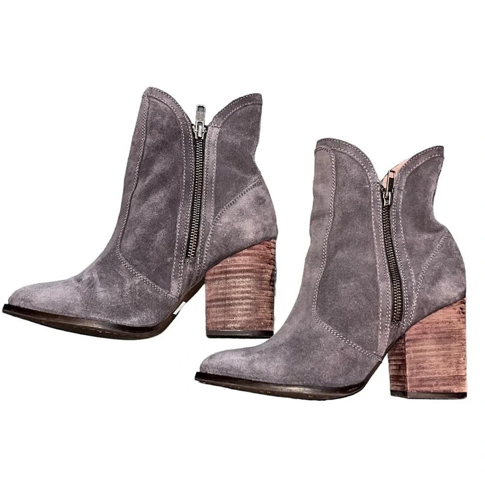 SEYCHELLES Gray Suede Zip Ankle Booties Boots size 7.5